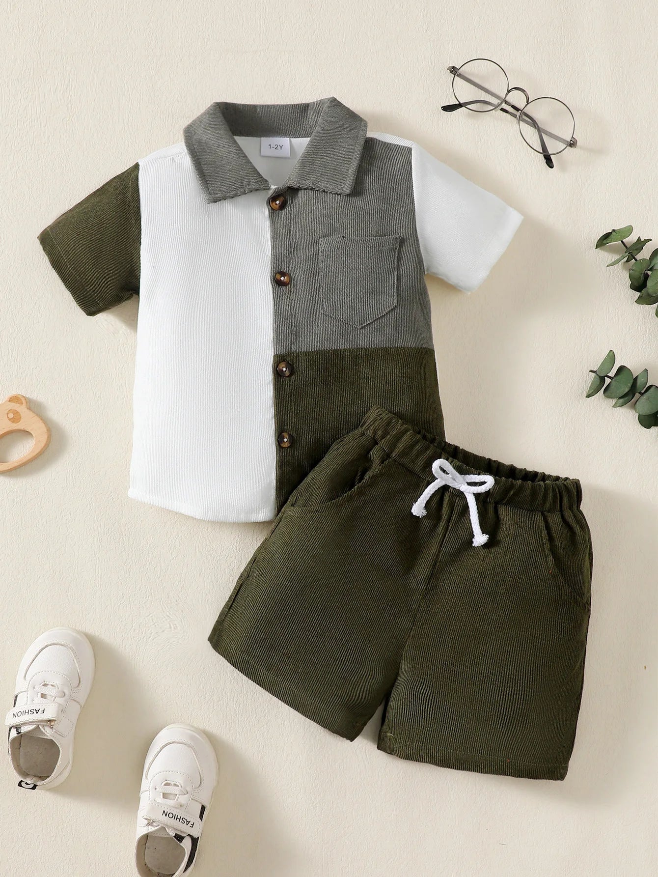 The Stripe Block — Cotton-Blend Polo Top & Shorts Set