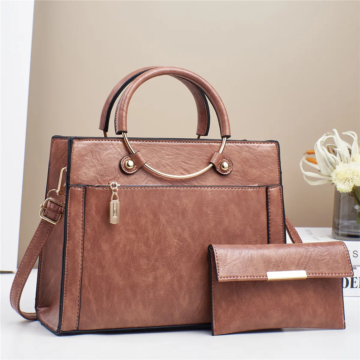 The Bucket Shoulder Bag — PU Leather Zipper Handbag