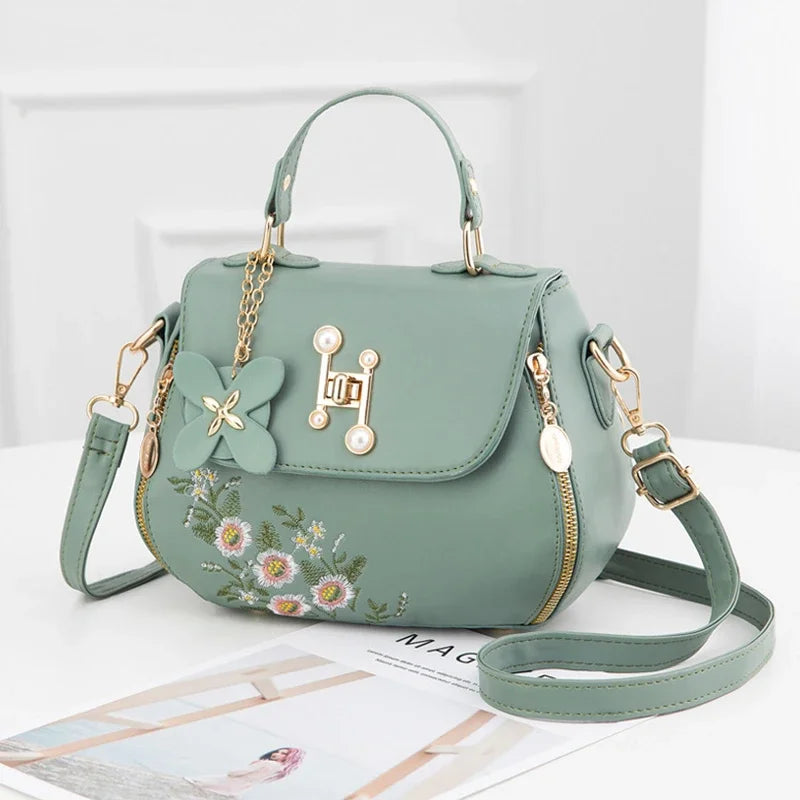 The Bloom Satchel — Embroidered PU Leather Crossbody Bag