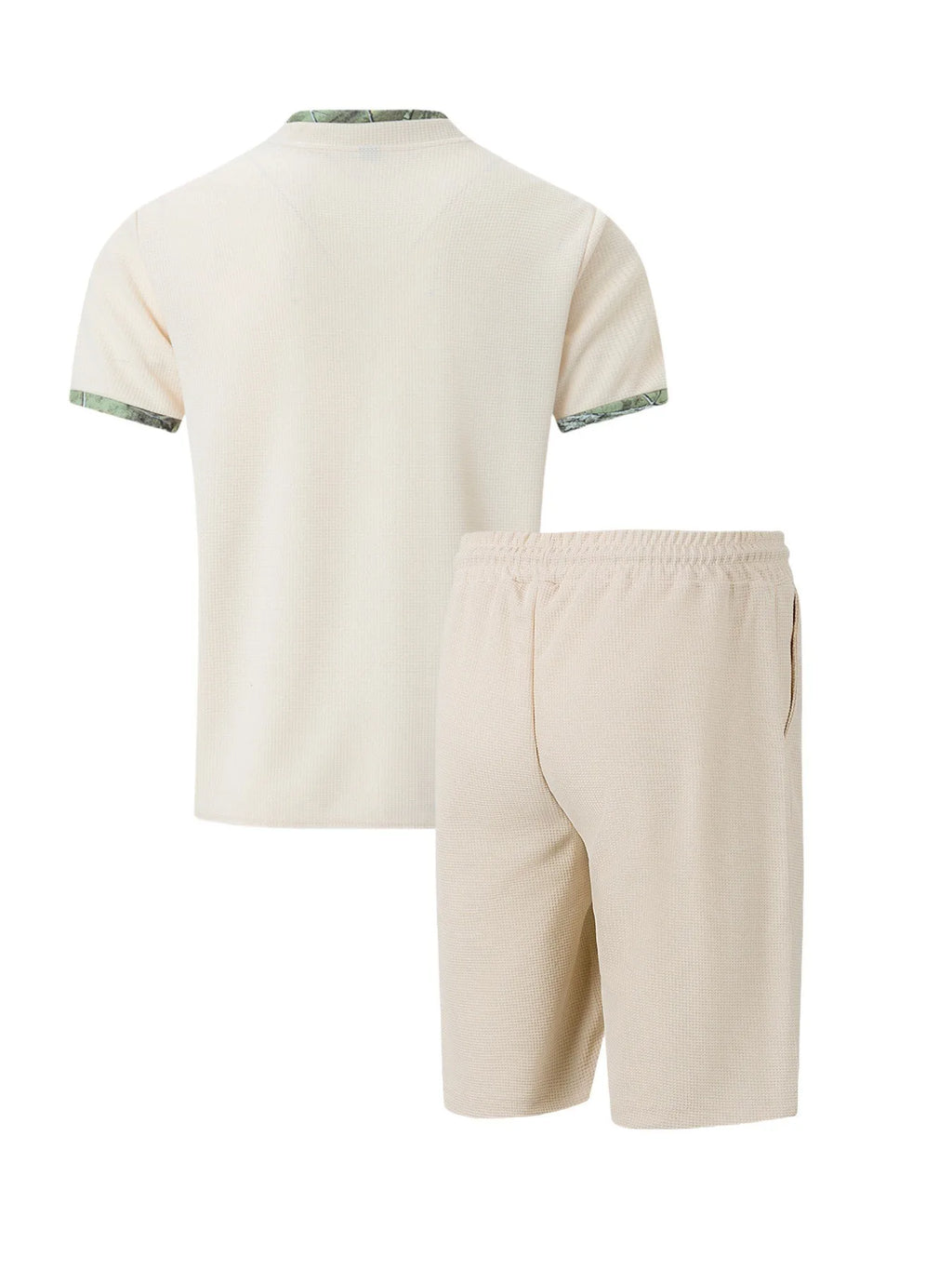 The Munice Set — Waffle-Knit Zip-Up Lapel Suit & Shorts
