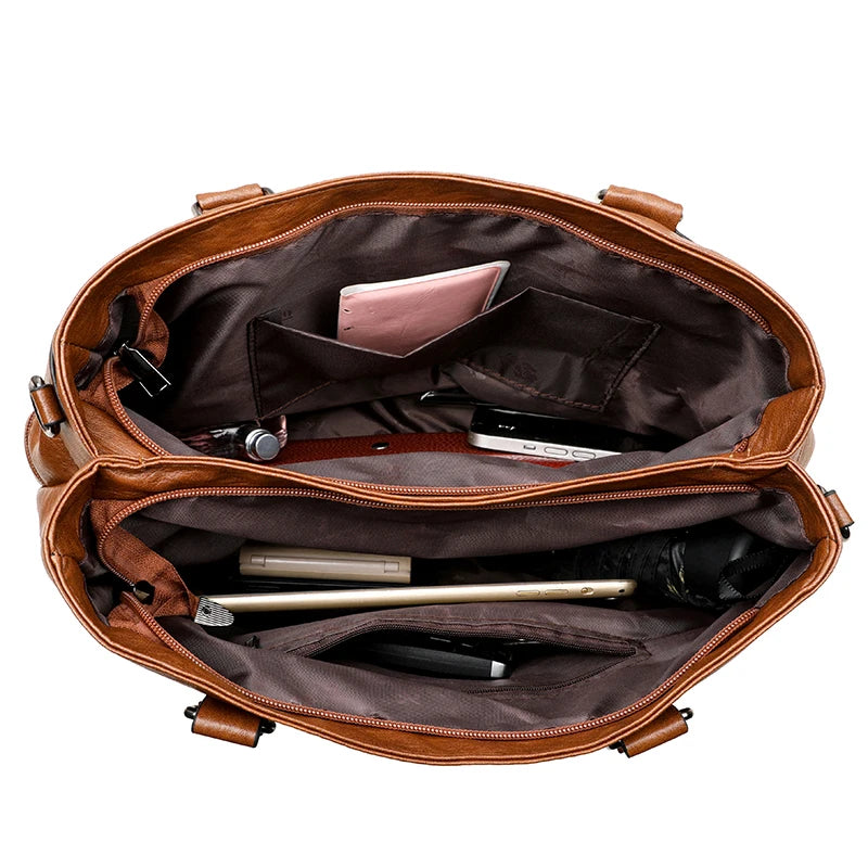 The Luxe Tote — Soft Leather Top-Handle Crossbody Bag