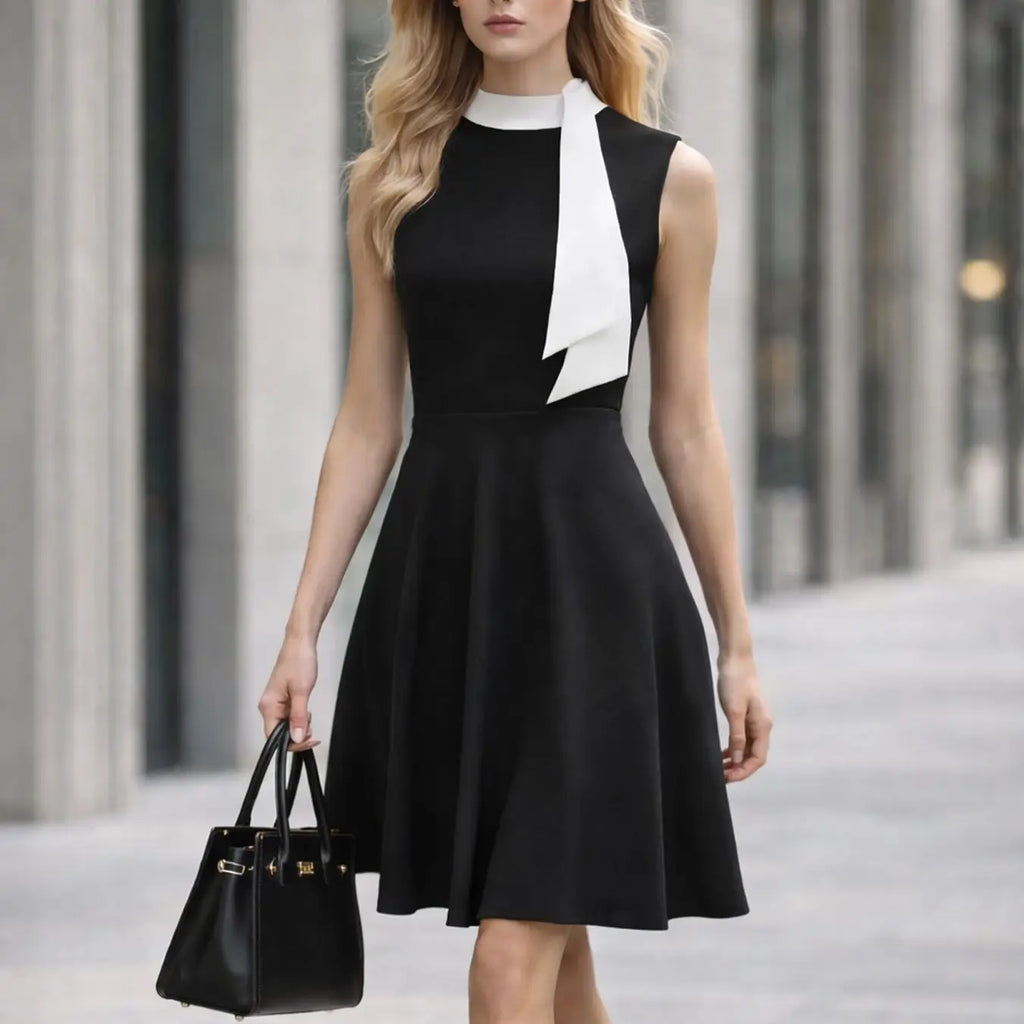 The Vivienne — Sleeveless Tie-Up A-Line Swing Dress
