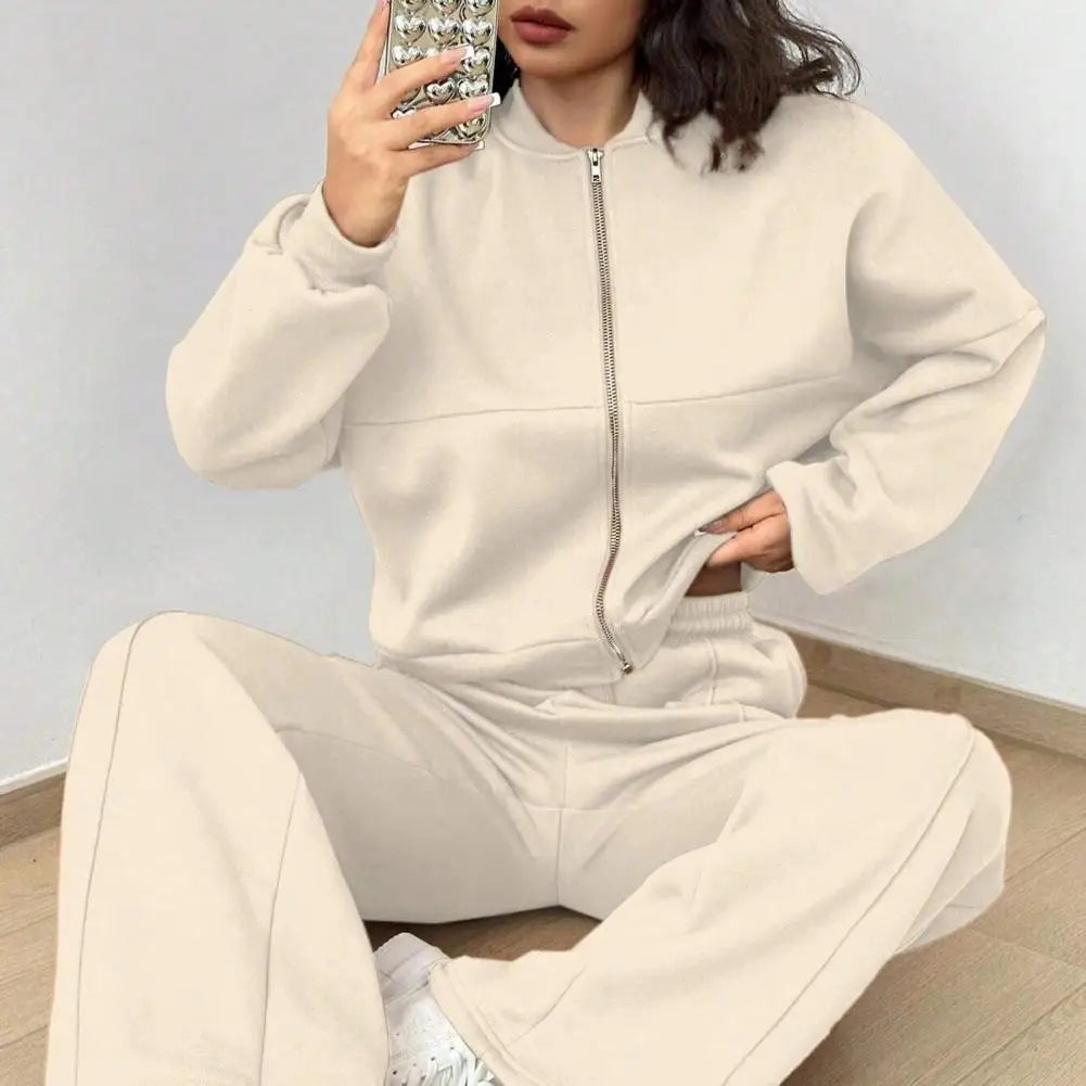 The Lounge Edit — Zip-Up Sweatshirt & Wide Leg Pants Set