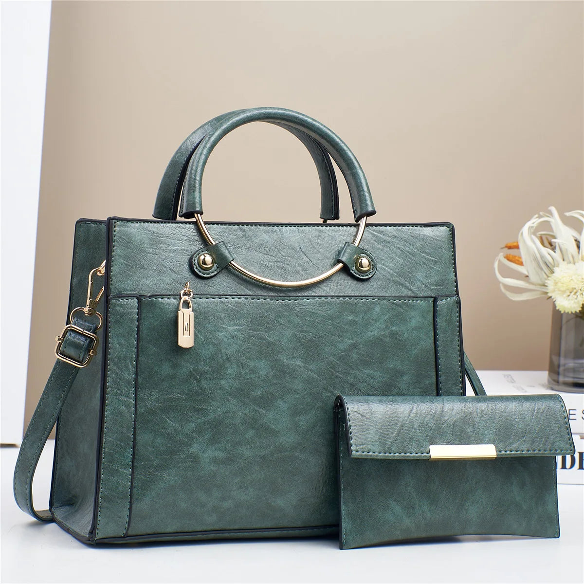 The Bucket Shoulder Bag — PU Leather Zipper Handbag