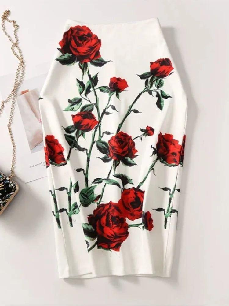 The Petal Wrap — Floral Print Bodycon Mini Skirt