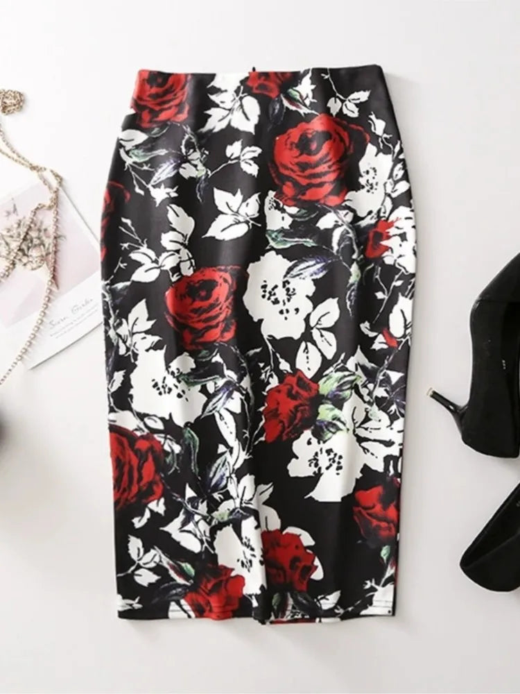 The Petal Wrap — Floral Print Bodycon Mini Skirt