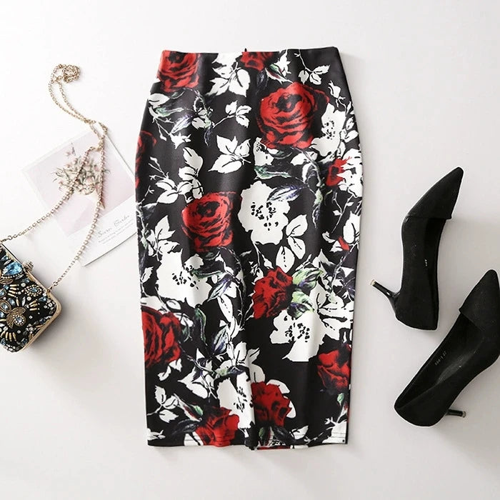 The Petal Wrap — Floral Print Bodycon Mini Skirt