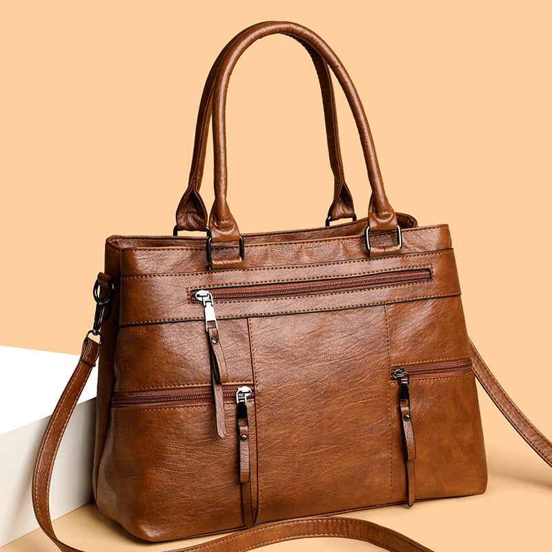 The Luxe Tote — Soft Leather Top-Handle Crossbody Bag