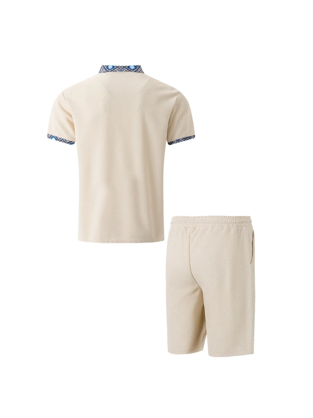 The Munice Set — Waffle-Knit Zip-Up Lapel Suit & Shorts