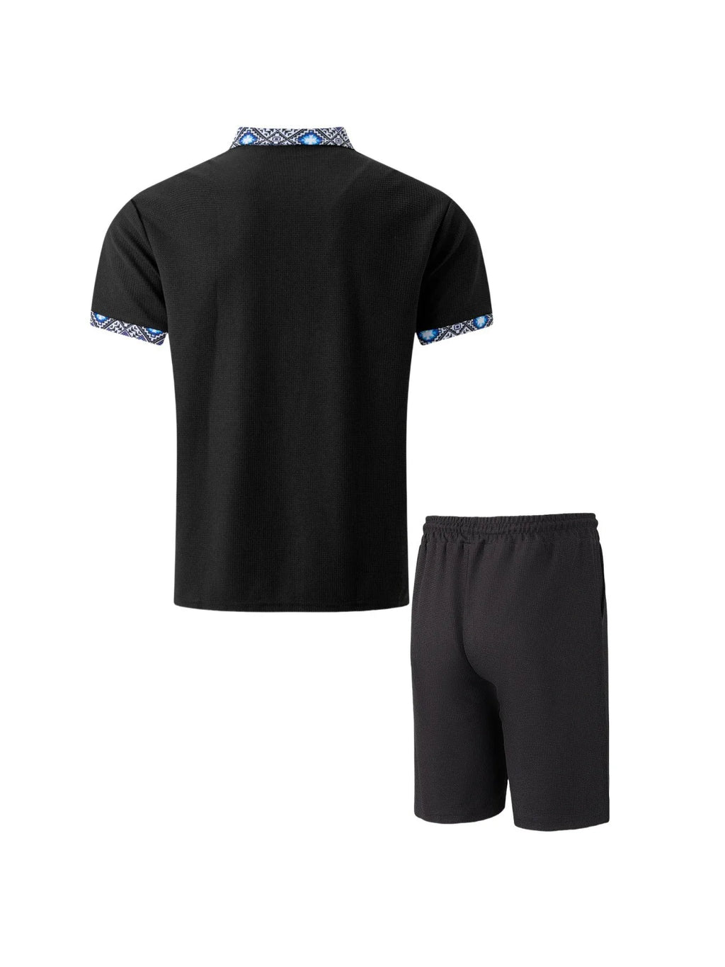 The Munice Set — Waffle-Knit Zip-Up Lapel Suit & Shorts
