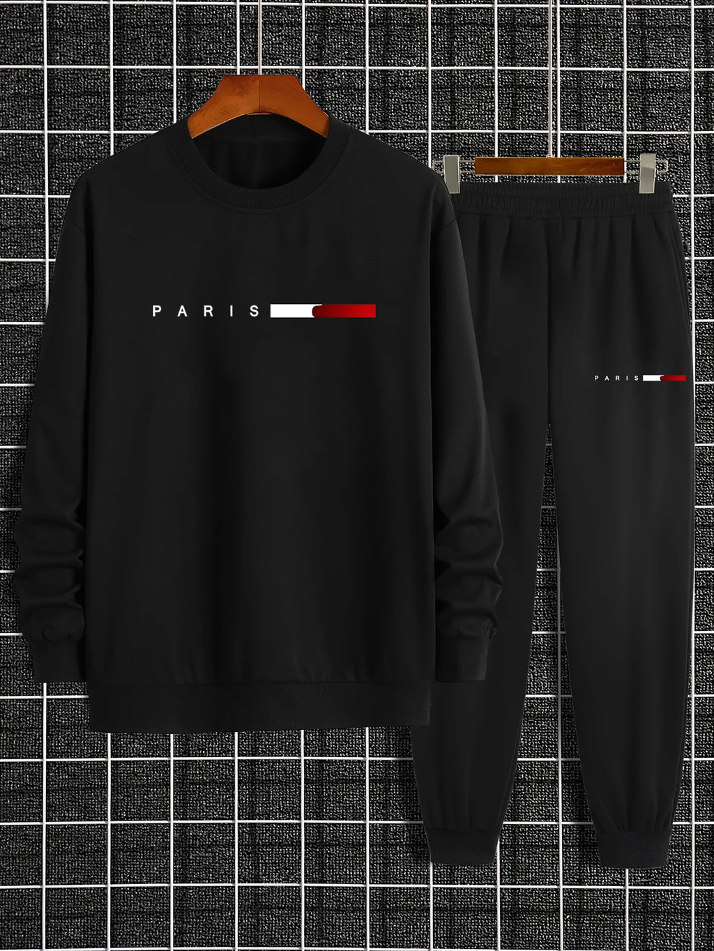 The Paris Edit — Letter Print Round Neck Long Sleeve Two-Piece Tracksuit