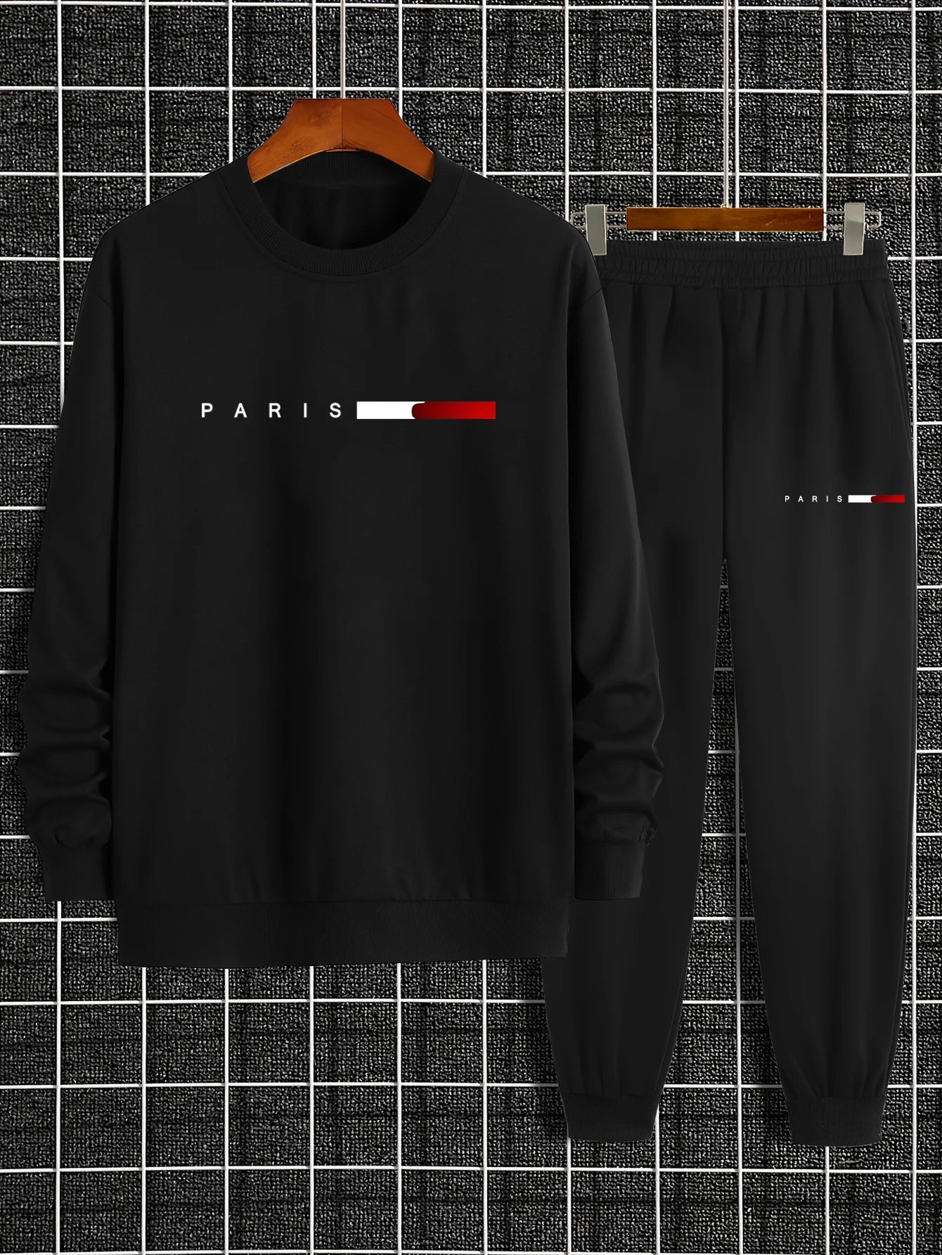 The Paris Edit — Letter Print Round Neck Long Sleeve Two-Piece Tracksuit