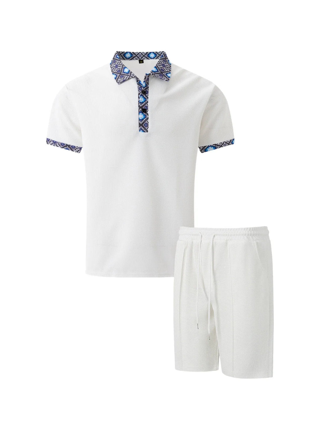 The Munice Set — Waffle-Knit Zip-Up Lapel Suit & Shorts