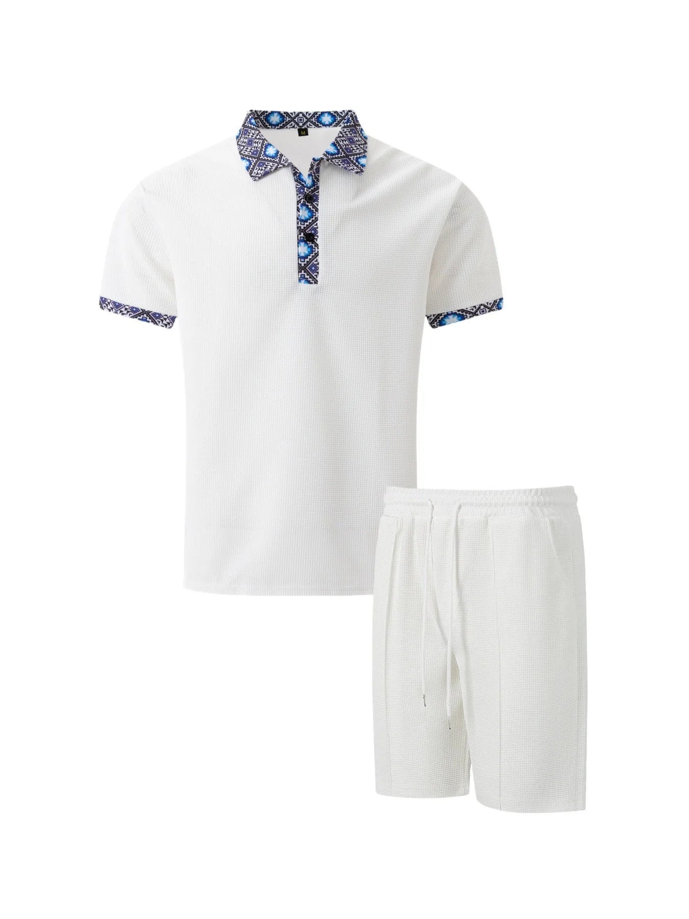 The Munice Set — Waffle-Knit Zip-Up Lapel Suit & Shorts