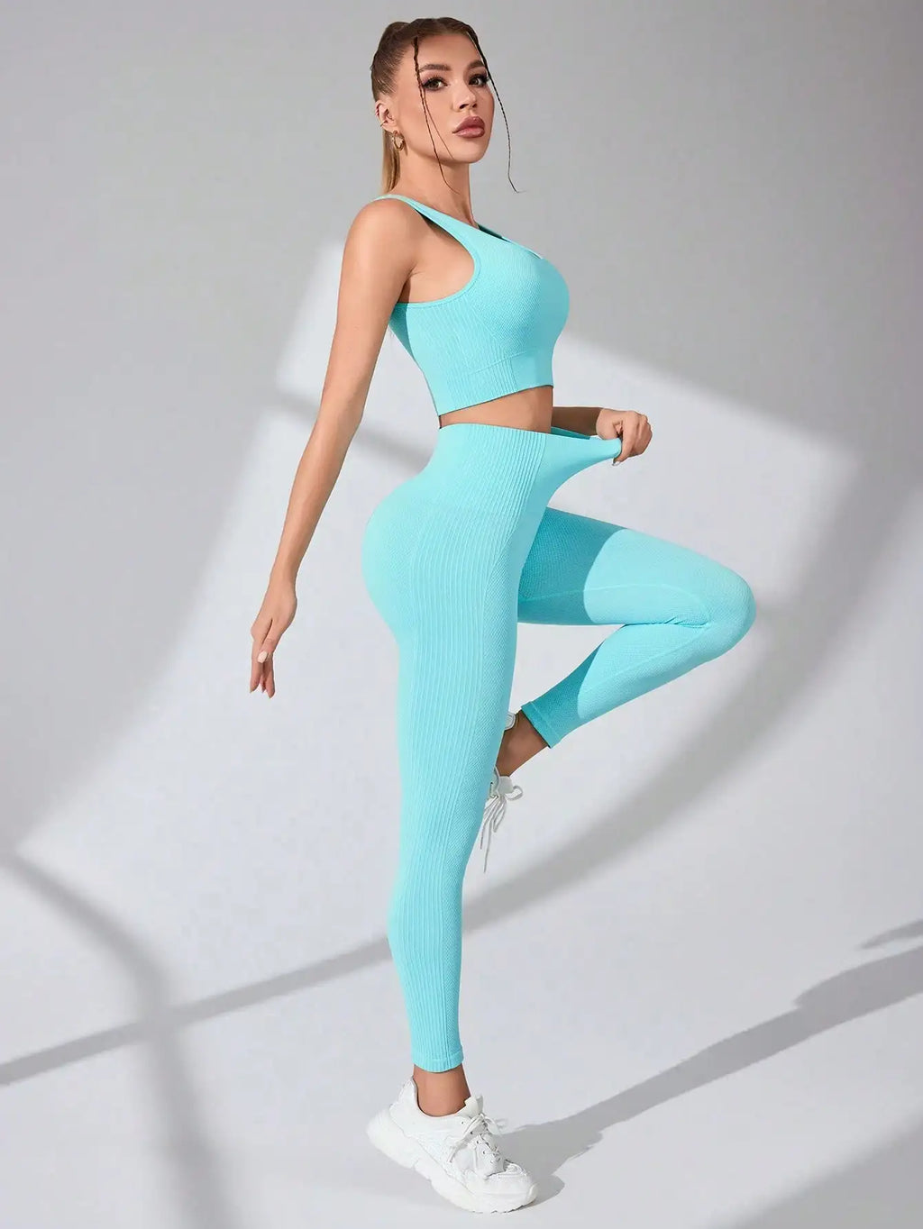 The Gym Fire— Cross-Strap Sports Bra & Yoga Leggings Two-Piece