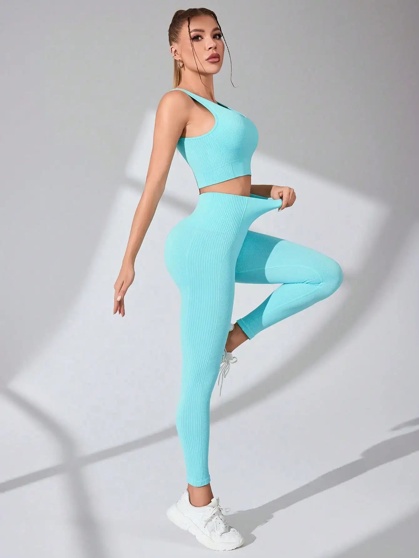 The Gym Fire— Cross-Strap Sports Bra & Yoga Leggings Two-Piece