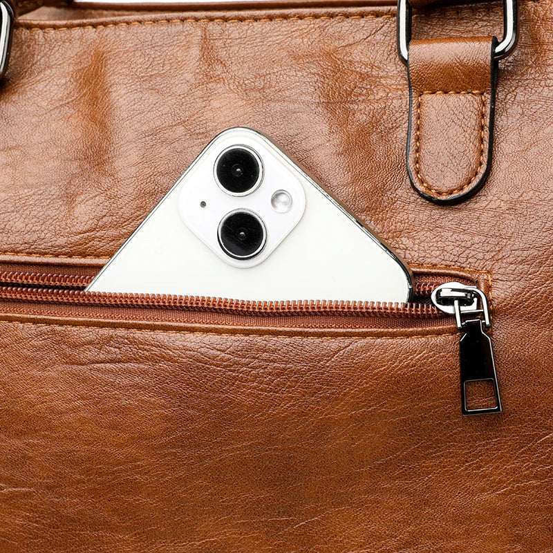 The Luxe Tote — Soft Leather Top-Handle Crossbody Bag