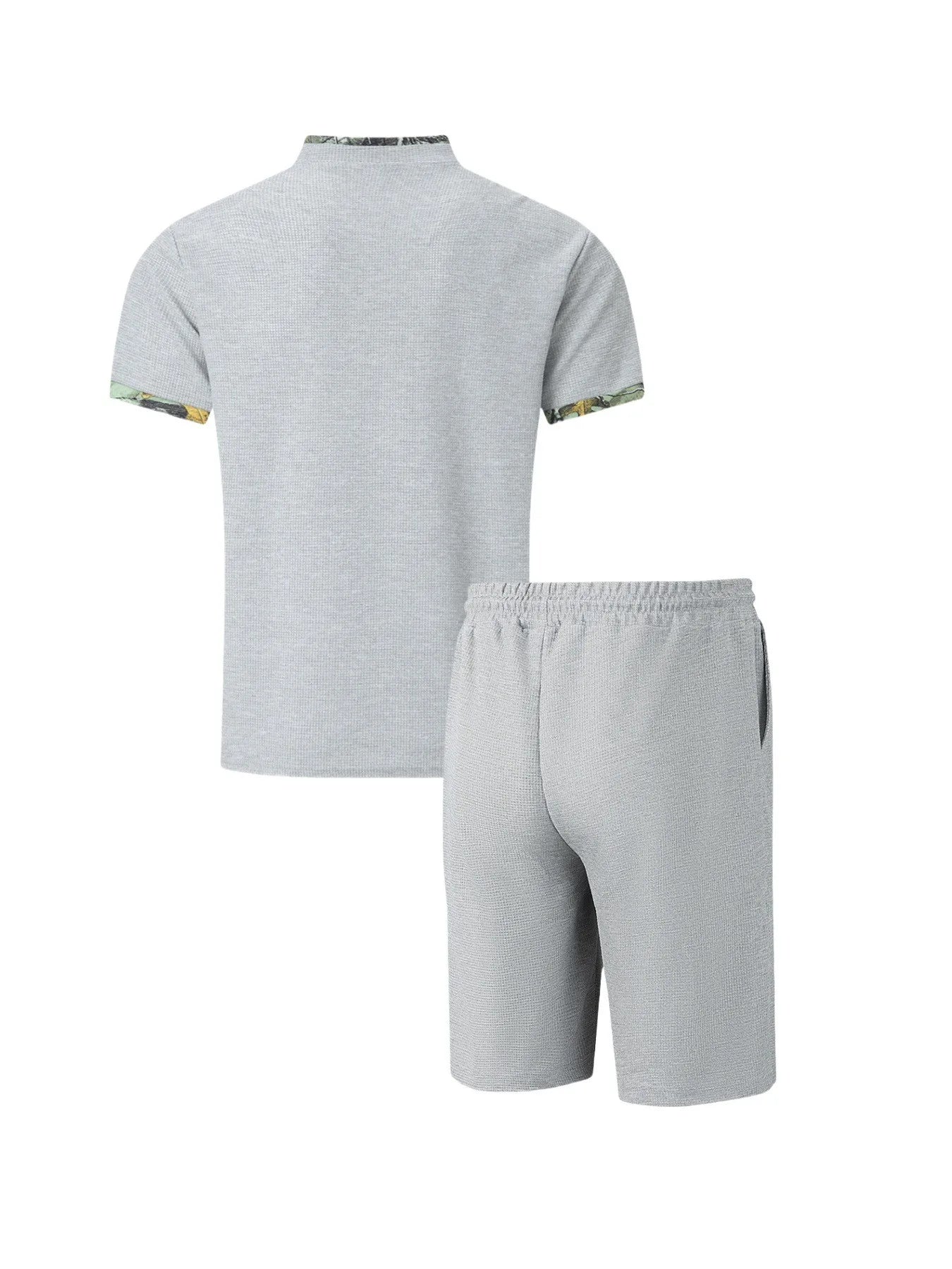 The Munice Set — Waffle-Knit Zip-Up Lapel Suit & Shorts