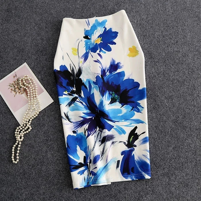 The Petal Wrap — Floral Print Bodycon Mini Skirt