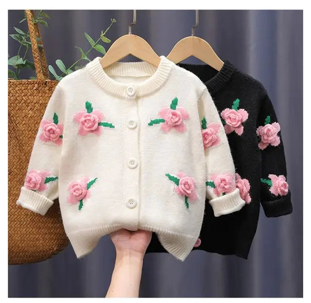The Bloom Knit — Floral Cardigan for Girls