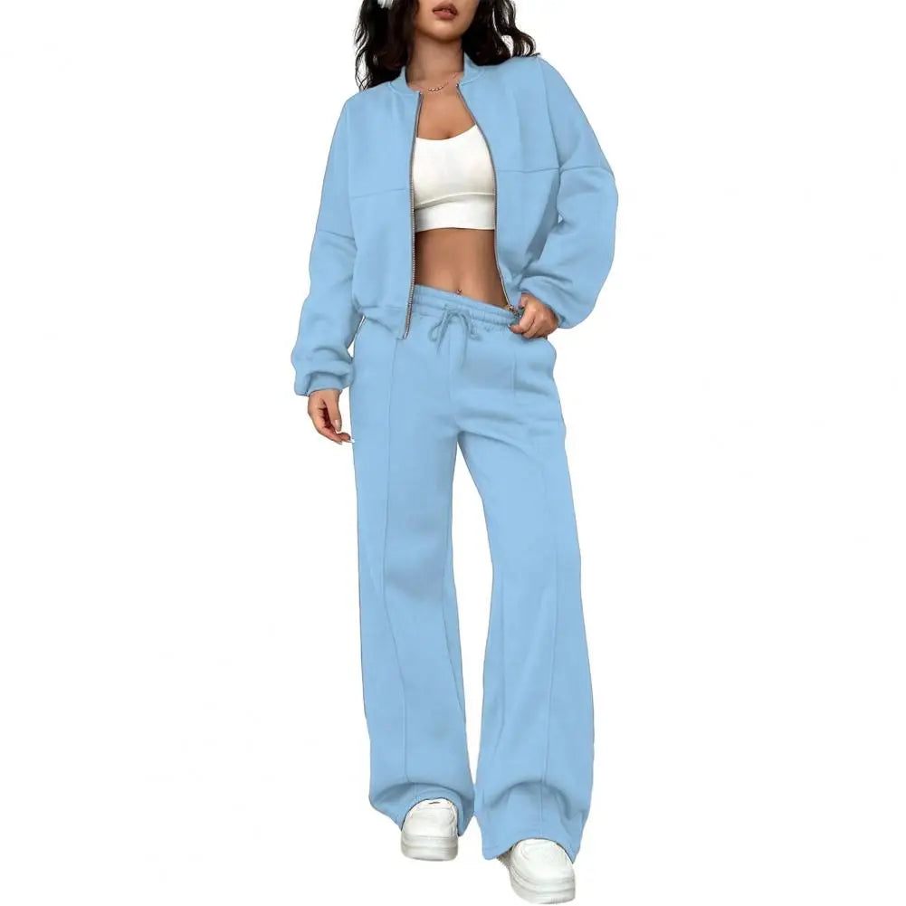 The Lounge Edit — Zip-Up Sweatshirt & Wide Leg Pants Set