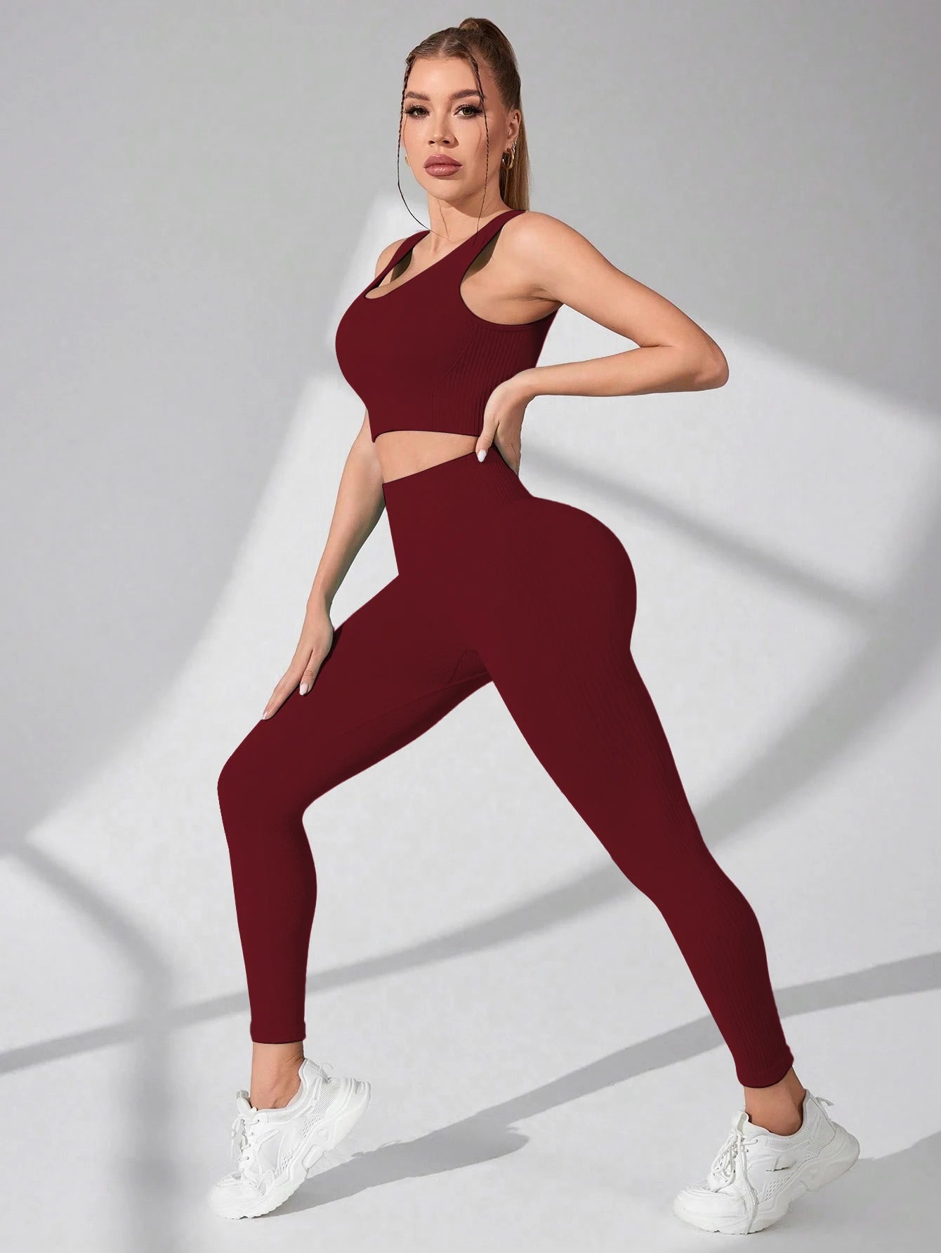The Gym Fire— Cross-Strap Sports Bra & Yoga Leggings Two-Piece