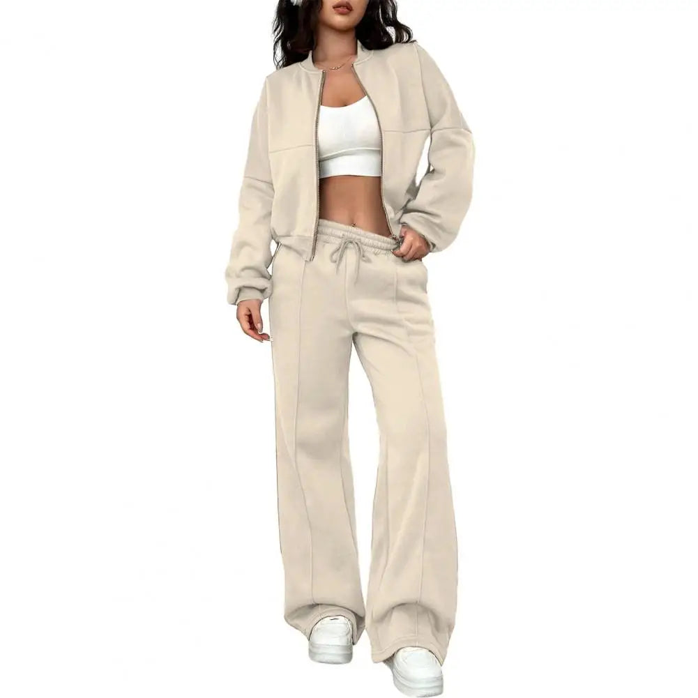 The Lounge Edit — Zip-Up Sweatshirt & Wide Leg Pants Set
