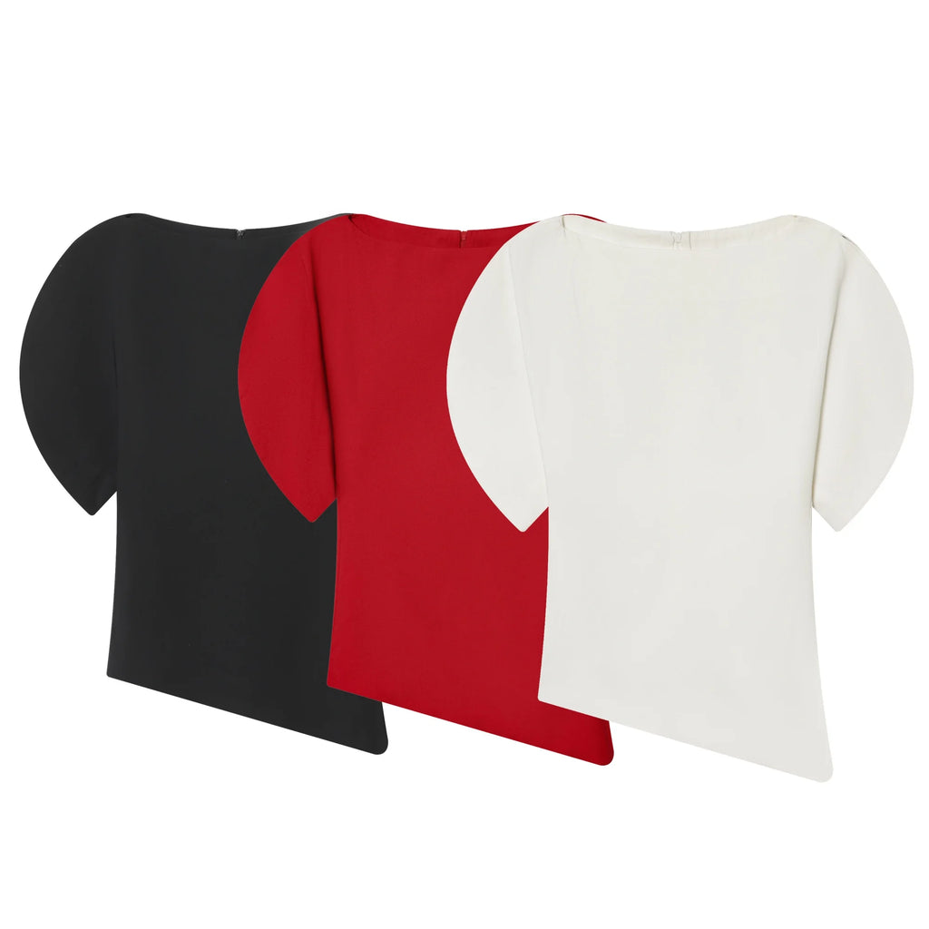The Puff Moment — O-Neck Short Puff Open-Side Sleeve Top