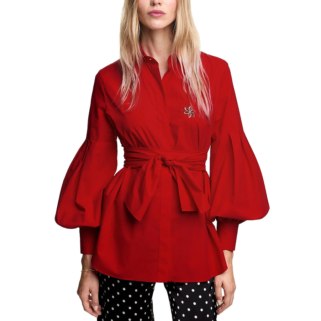 The Florentine Blouse — Embroidered Lantern Sleeve Shirt