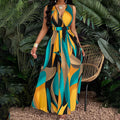 The Soleil Maxi — Printed V-Neck Sleeveless Maxi Dress