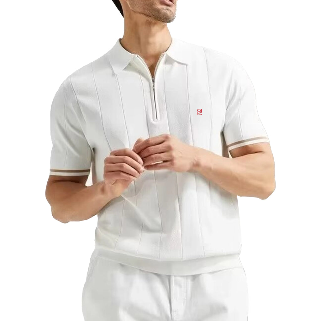 The Riviera Polo — Ribbed Knit Contrast Polo Shirt