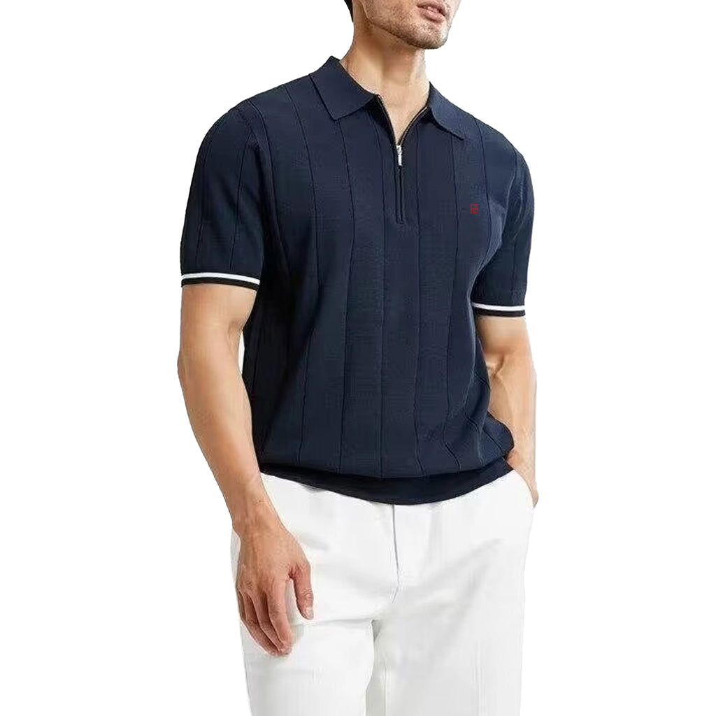 The Riviera Polo — Ribbed Knit Contrast Polo Shirt