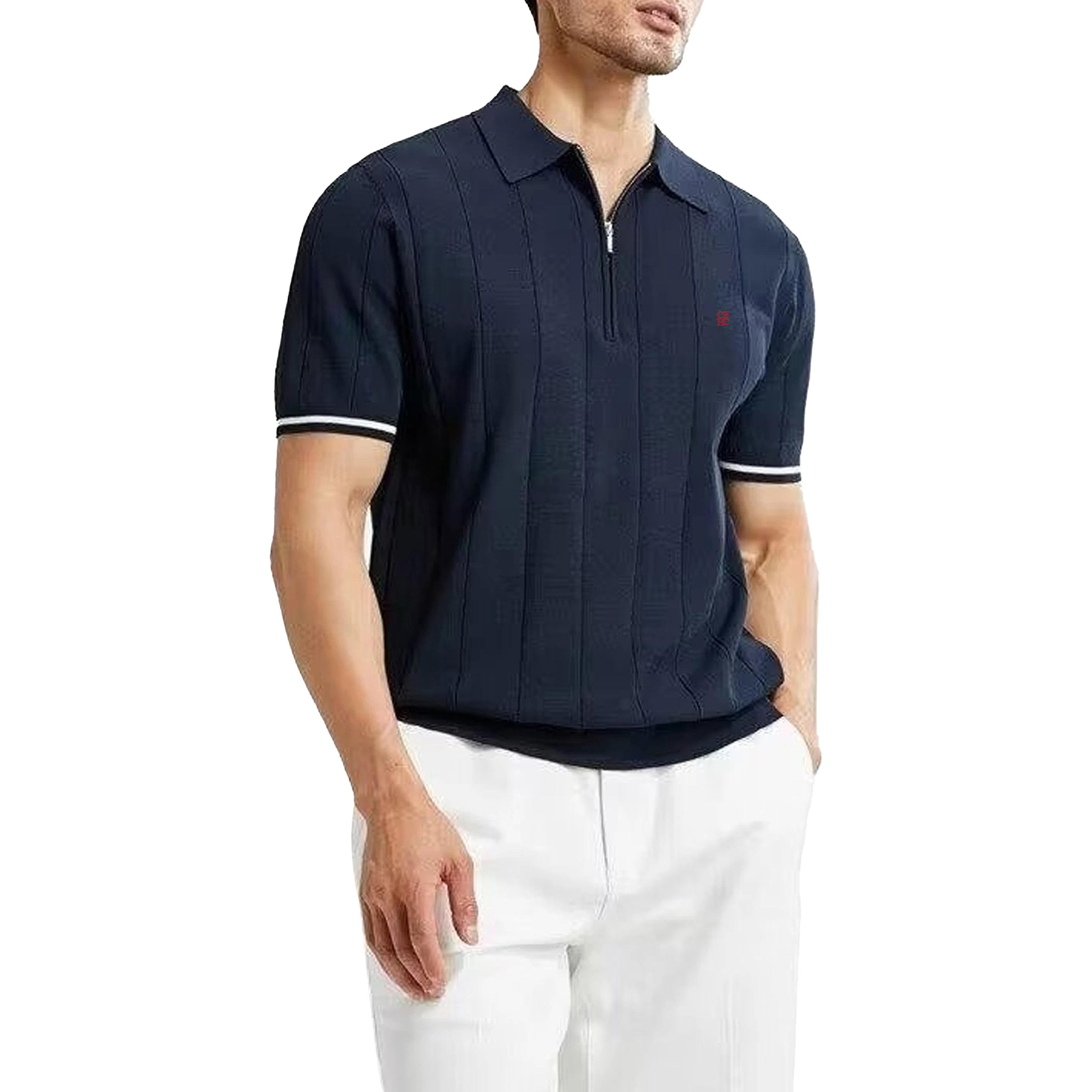 The Riviera Polo — Ribbed Knit Contrast Polo Shirt