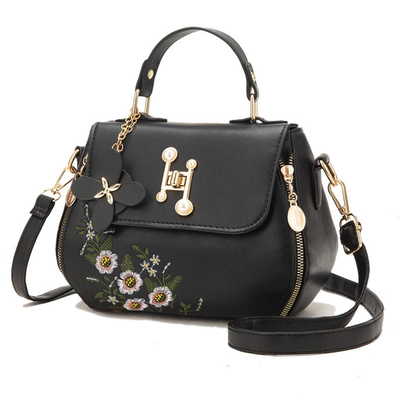 The Bloom Satchel — Embroidered PU Leather Crossbody Bag