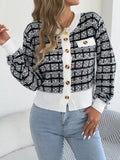 The Plaid Knit — Contrast Plaid Knitted Cardigan