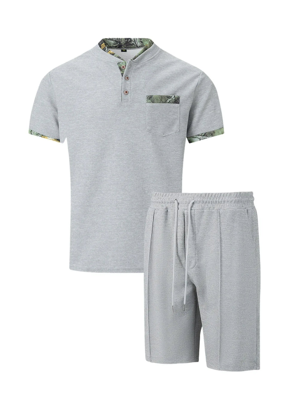 The Munice Set — Waffle-Knit Zip-Up Lapel Suit & Shorts