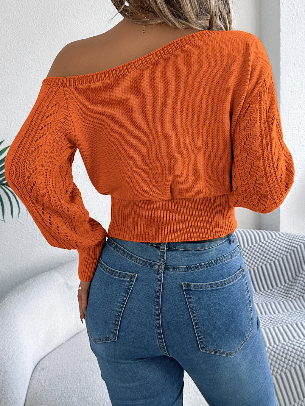 The Slouch Edit — Slash Neck Off-Shoulder Long Sleeve Knitted Pullover
