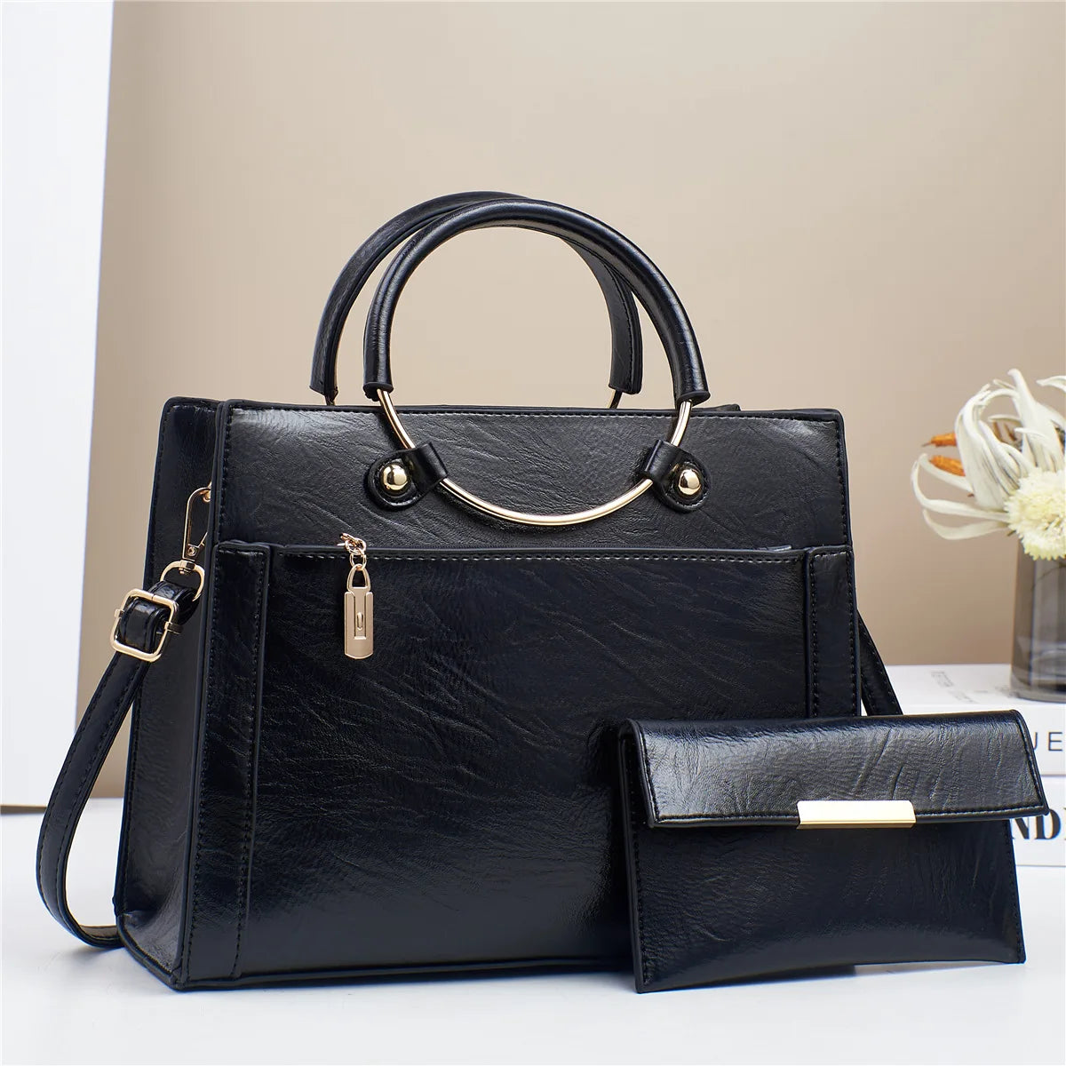 The Bucket Shoulder Bag — PU Leather Zipper Handbag