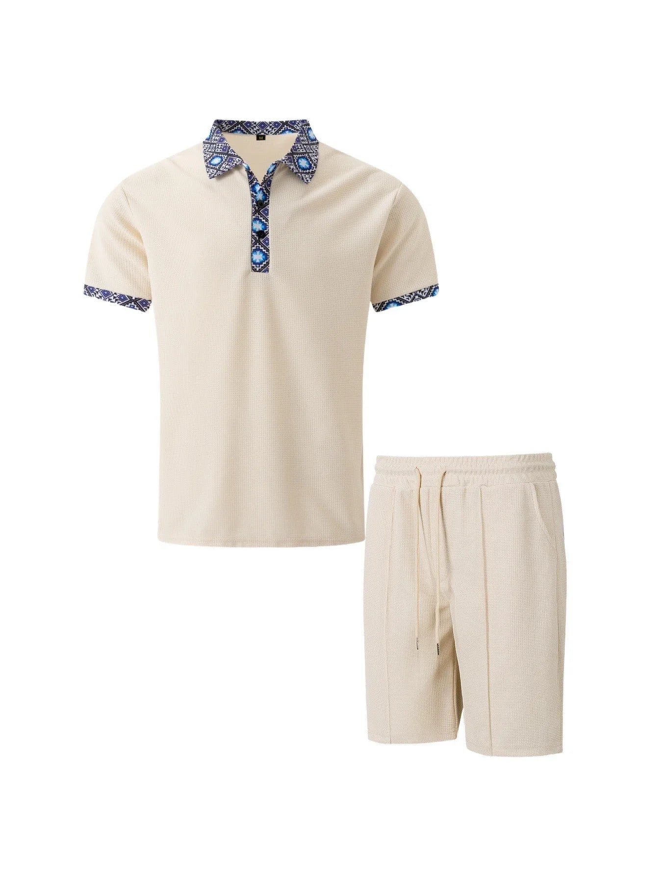 The Munice Set — Waffle-Knit Zip-Up Lapel Suit & Shorts