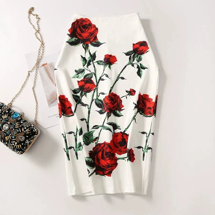 The Petal Wrap — Floral Print Bodycon Mini Skirt
