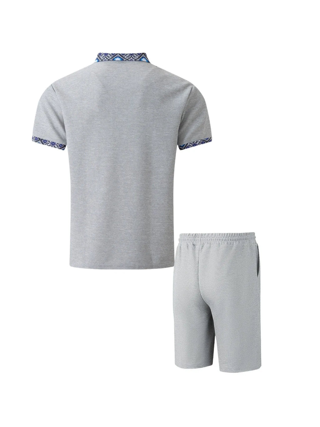 The Munice Set — Waffle-Knit Zip-Up Lapel Suit & Shorts