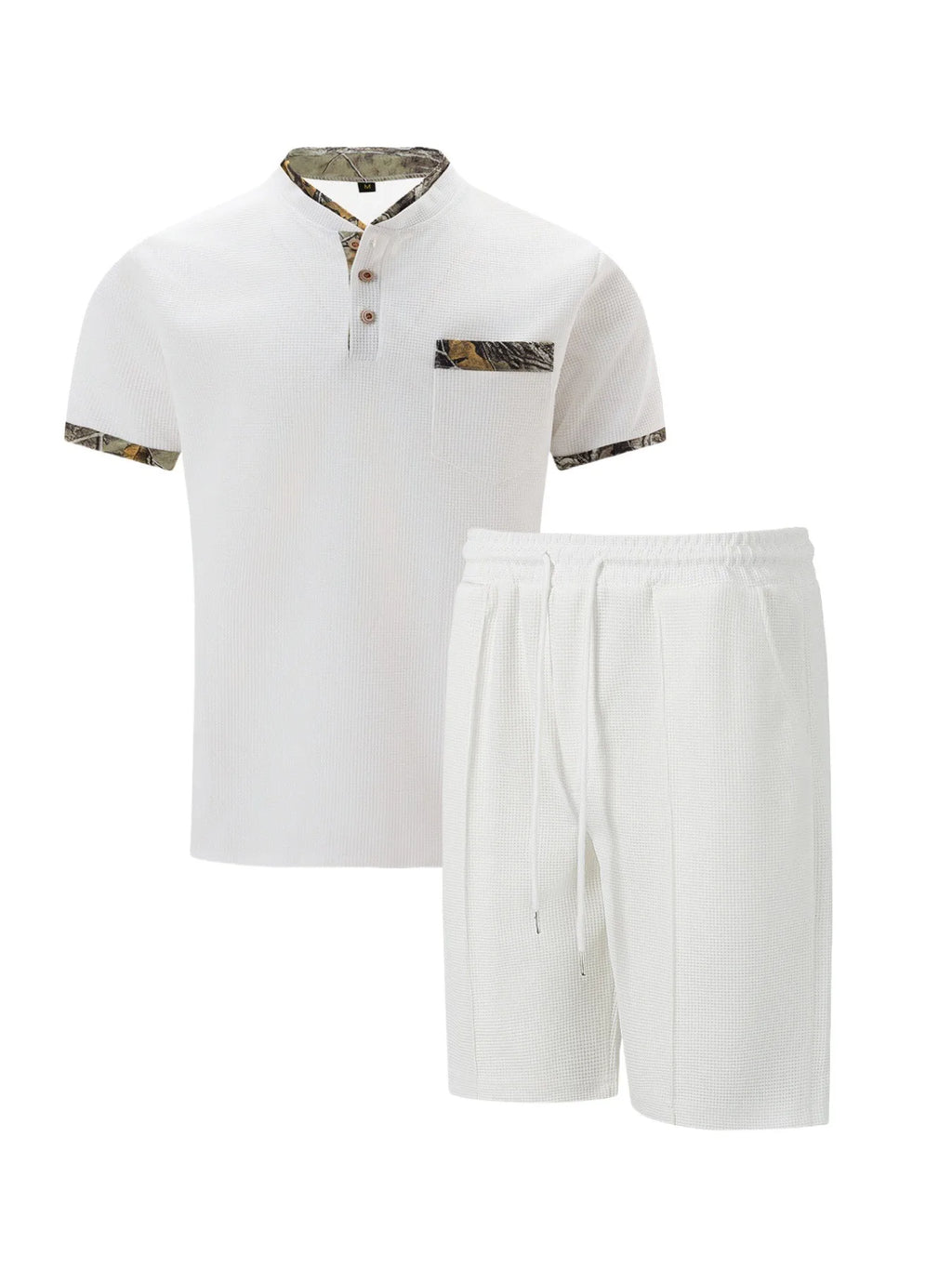 The Munice Set — Waffle-Knit Zip-Up Lapel Suit & Shorts