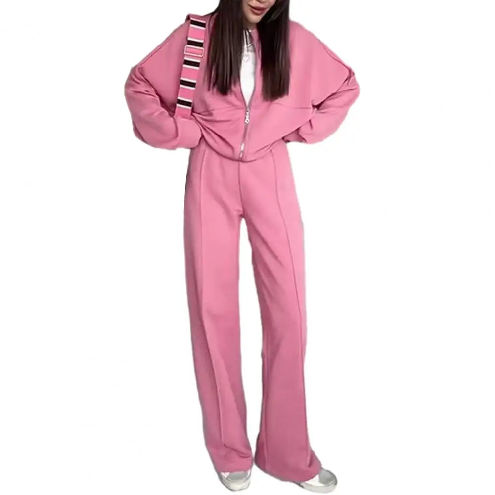 The Lounge Edit — Zip-Up Sweatshirt & Wide Leg Pants Set