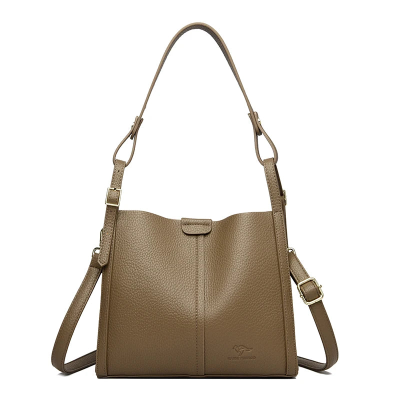 The Day Tote — Soft PU Leather Top-Handle Shoulder Bag