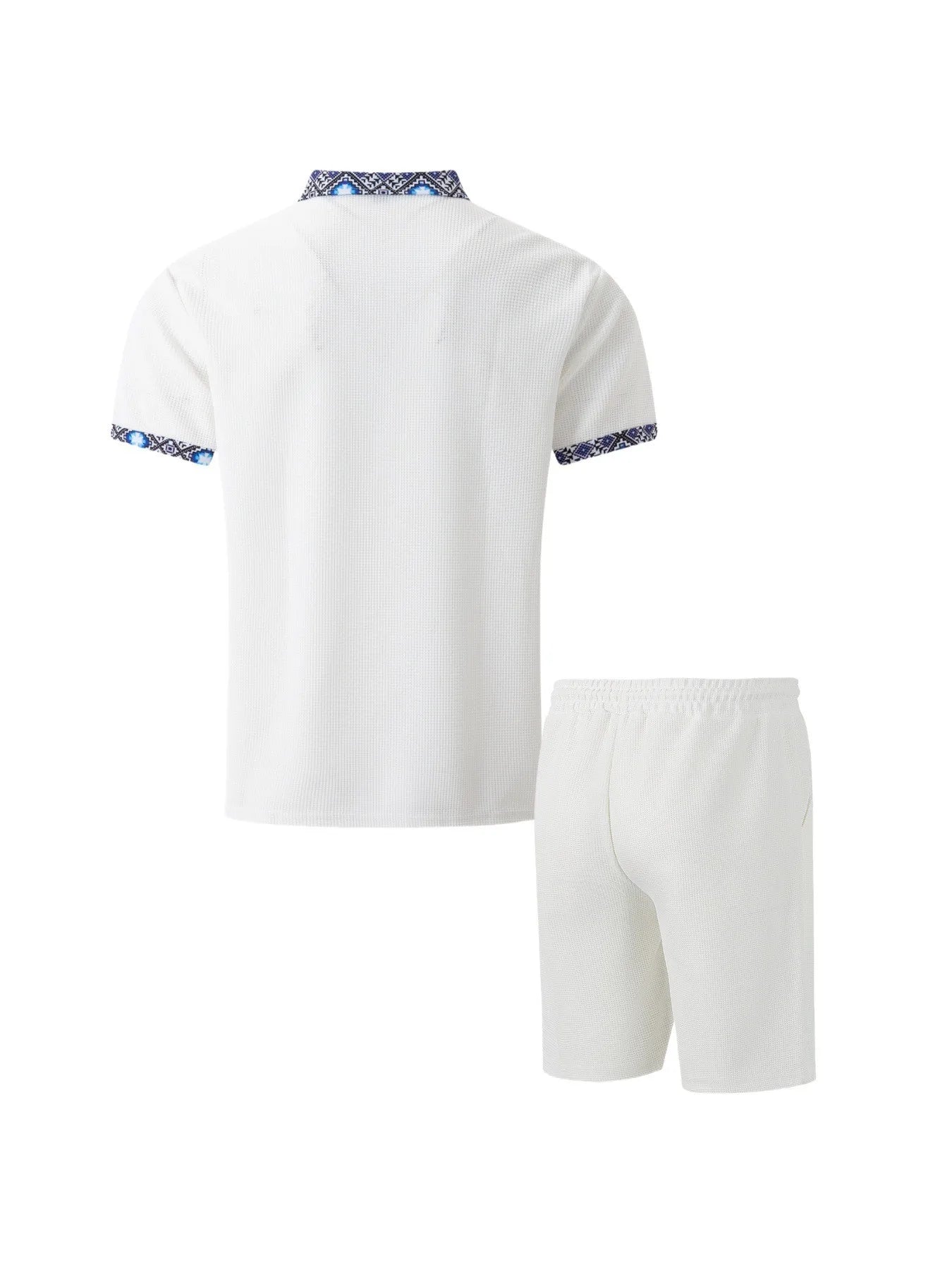 The Munice Set — Waffle-Knit Zip-Up Lapel Suit & Shorts