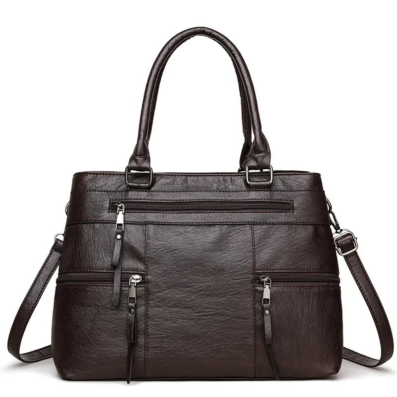 The Luxe Tote — Soft Leather Top-Handle Crossbody Bag