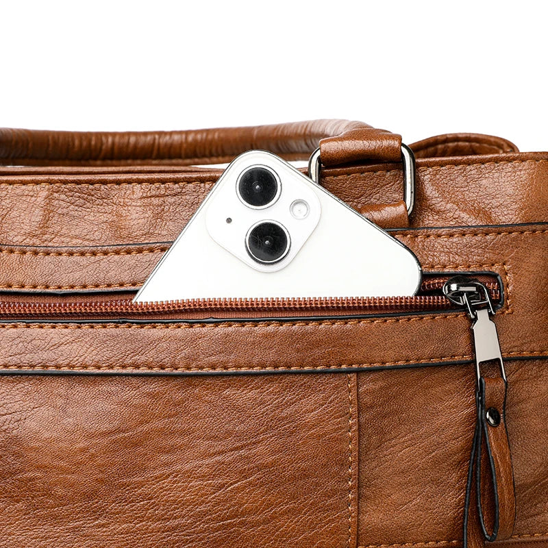 The Luxe Tote — Soft Leather Top-Handle Crossbody Bag
