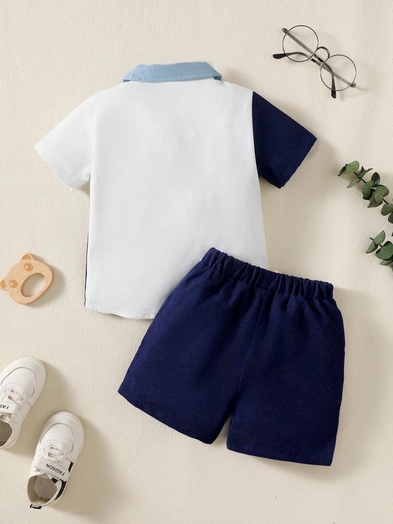 The Stripe Block — Cotton-Blend Polo Top & Shorts Set