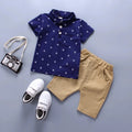 The Anchor Print — Cotton-Blend Short Sleeve Shorts Set