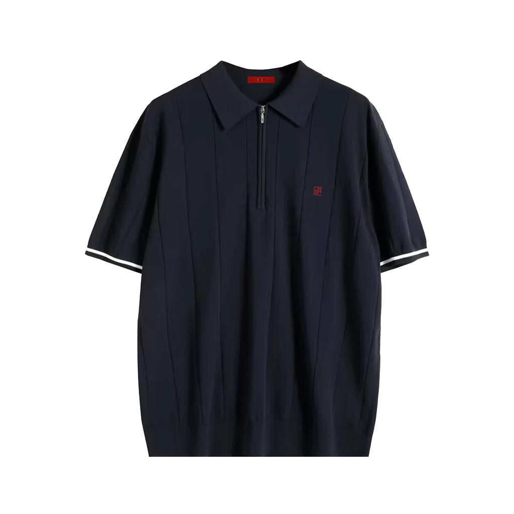 The Riviera Polo — Ribbed Knit Contrast Polo Shirt